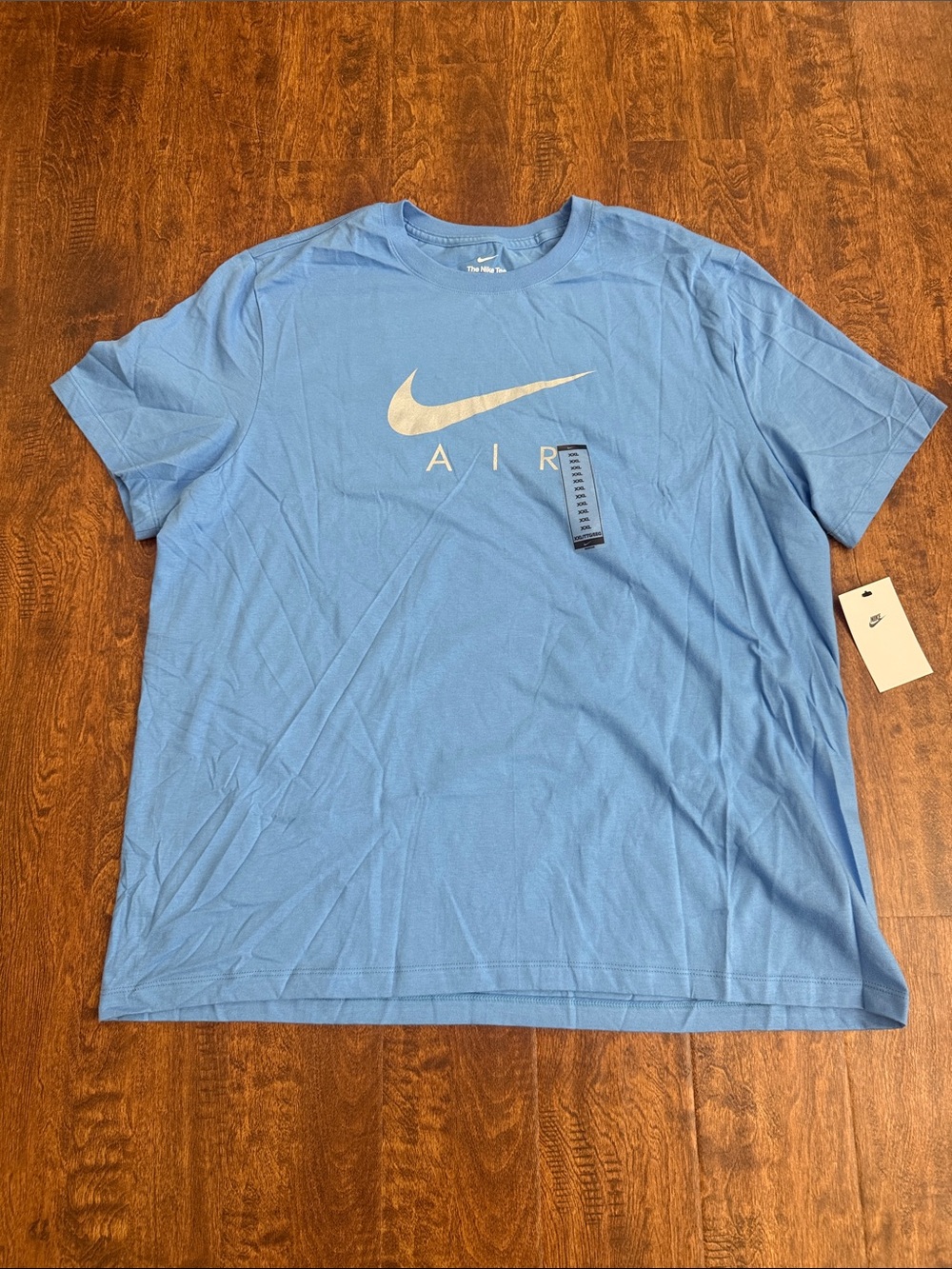 Nike Air Light Blue Crewneck T-Shirt with White Swoosh Size XXL
